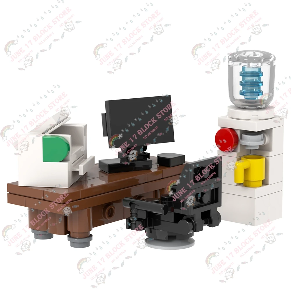 MOC City Series مكتب منزلي متوافق مع طاولات الألعاب بنة صديق هدية ألعاب تعليمية للأطفال الكبار تجميعها الطوب