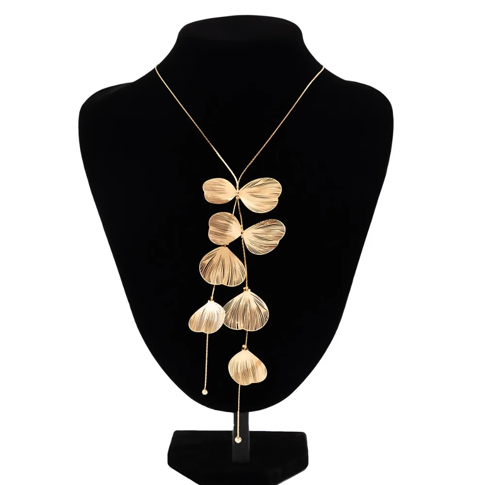 New Retro Choker Fashion Trend Tassel Necklace Temperament Ginkgo Biloba Leaves Pulling Collar