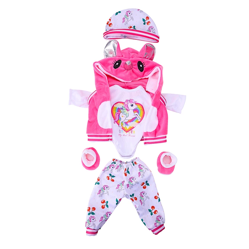 Doll Outfit for 17 Inch 43 Cm Dolls Unicorn Clothes for Baby Born Dolls 5PCS DIY Suit Dolls Accessories Baby Birthday Gift Toy