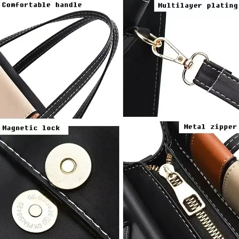 Patchwork Handtassen Voor Vrouwen Verstelbare Riem Top Handvat Tas Grote Capaciteit Schoudertassen Mode Crossbody Tassen Werk Cadeau