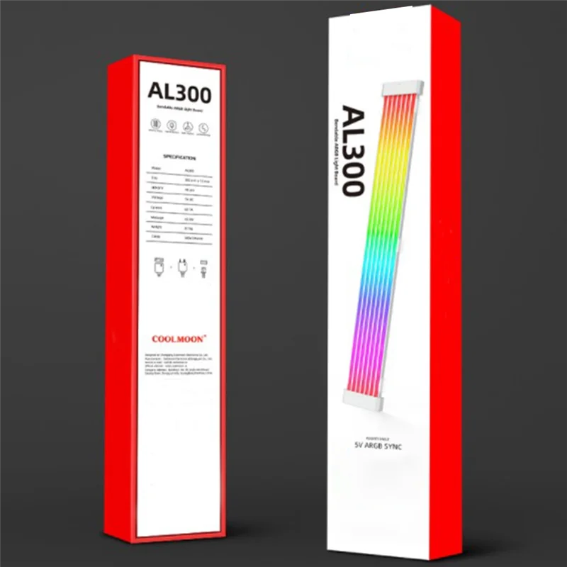 COOLMOON PSU كابل تمديد الطاقة LED شرائط مصباح 5 فولت ARGB AL300 مزامنة شريط إضاءة مرن ل 24PIN اللوحة الأم PC