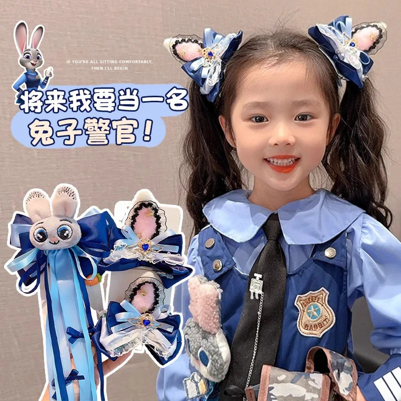 

Kawaii Disney Judy Hopps Headpiece for Kids Cute Hair Accessory for Little Girls Bow and Bunny Ears Ribbon Hair Clip Set Gift