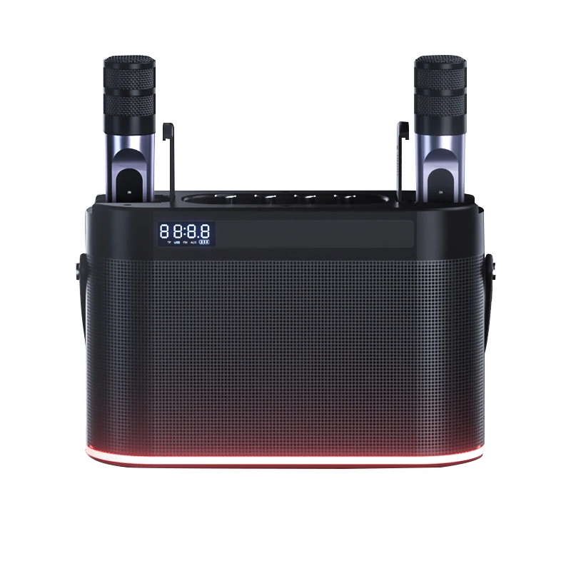 YYHC-Portable Mini Bluetooth Speaker Soundcard Wireless Microphone TF Card RGB Light Bluetooth Karaoke Speaker