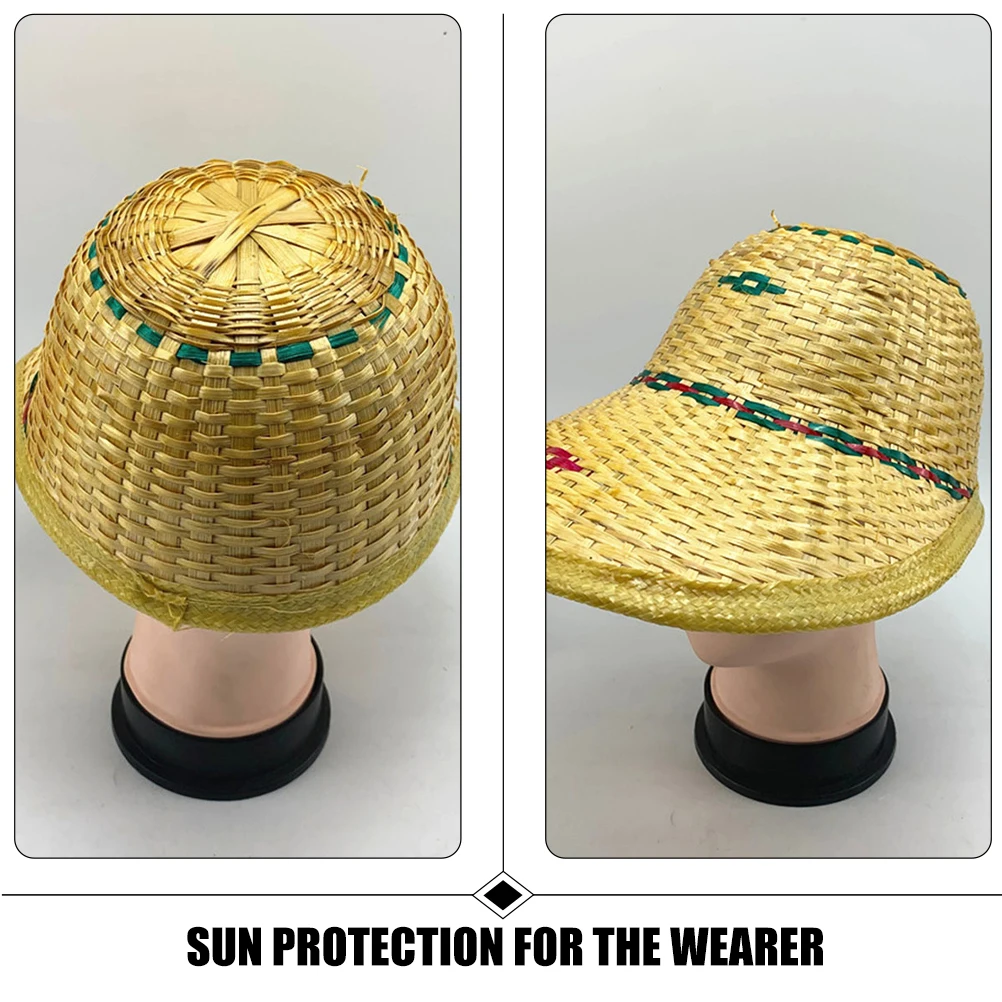 

Bamboo Pineapple Hat Circumference 58-60cm Sun Protection Cap for Outdoor Travel Beach Camping Asian Sun Cap Traditional Woven
