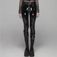 High Waist Shiny Patent Leather Pencil Pants Women PVC Leather Punk Style Bodycon Trousers Slim Zip Pants Nightclub New Custom