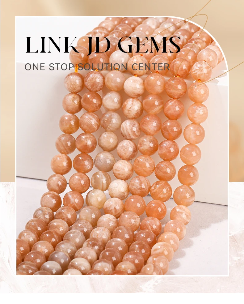 3A-Qualität Natürliche Orange Sonnensteinperle Runde Lose Distanzperle Heilende Edelsteine für Schmuckherstellung DIY Halskette Armband Zubehör – Detail 1
