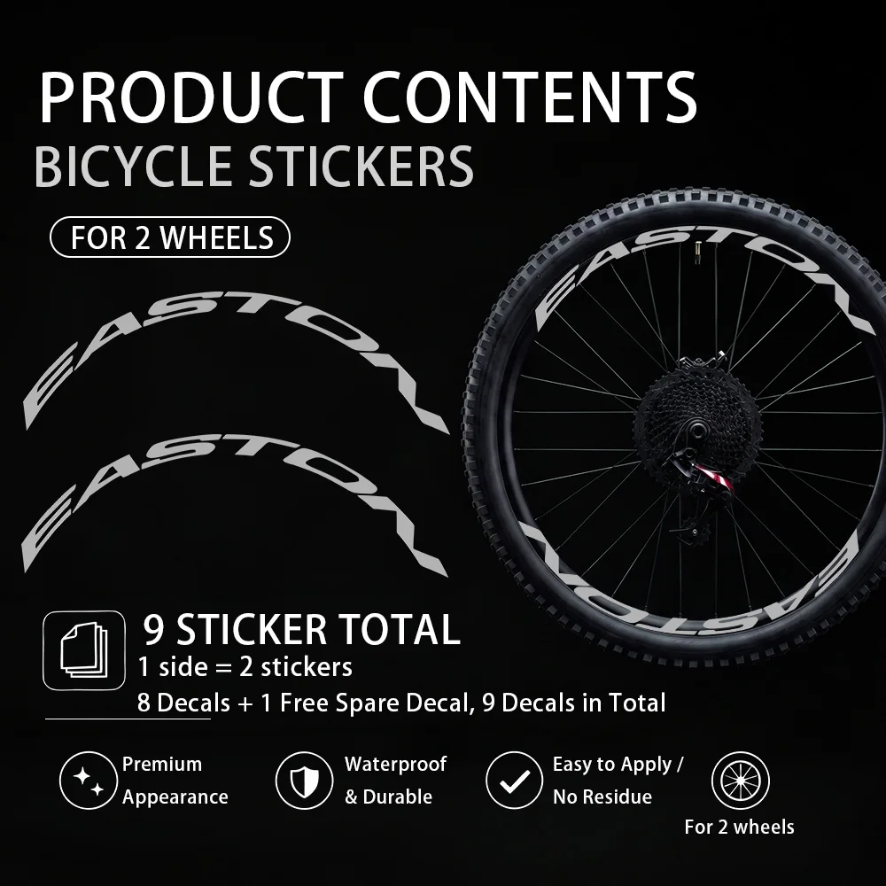 9pcs/1set EASTON MTB Wheel Rim Decals Vinyl Waterproof Durable Stickers For Mountain Bicycle Wheel Cycling Modification Decor