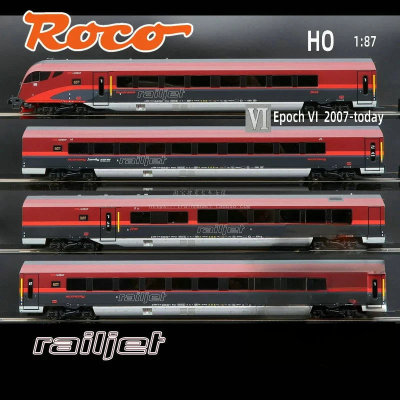 HO Type 1/87 Train Model ROCO 74038 Electric Hook Digital Lamp Passenger Car Four-section Suit RAILJET`