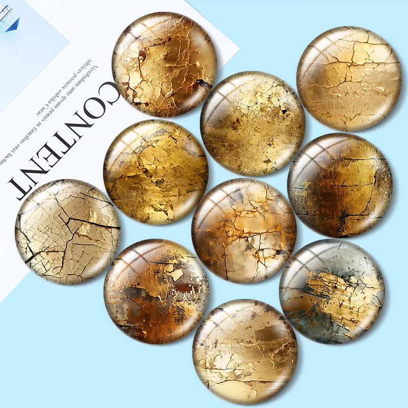 Classic golden crack pattern 10pcs mixed 12mm/18mm/20mm/25mm Round photo glass cabochon demo flat back Making finding