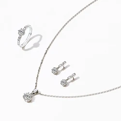 ATTAGEMS New 925 Sterling Silver Original Certified Moissanite Jewelry Sets Moissanite Earrings Rings Necklace Jewelry for Women