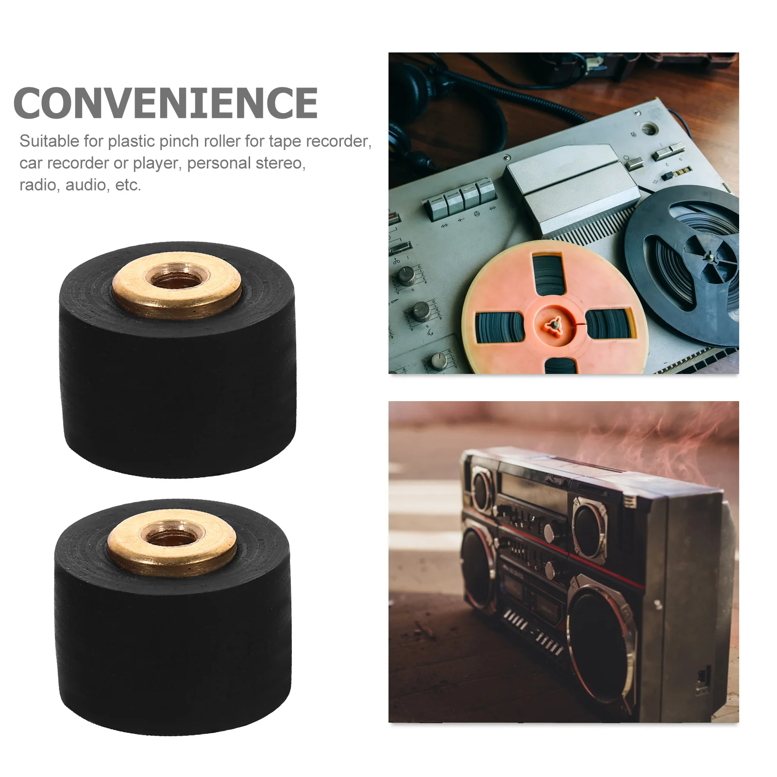 

2Pcs Pinch Roller Core Durable 10mm Pulley Bearing Wheel Suitable for Radio Tape Recorder Cassette Machine Repair Radio