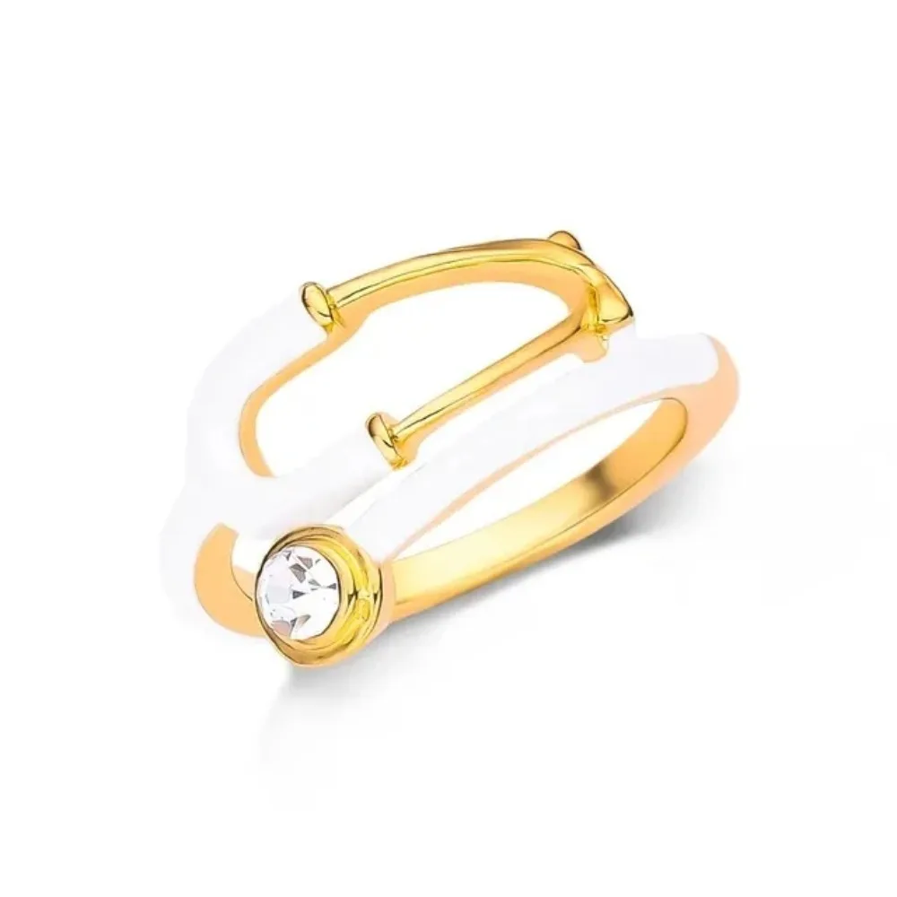 Nurses Doctor Stethoscope Ring Crystal Stethoscope Enamel Rings Women's Graduation Birthday Gift Jewelry