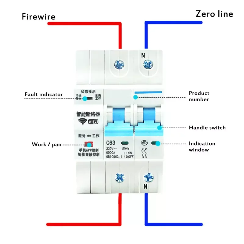 1-4P WIFI Smart Circuit Breaker WiFi Interruptor Automático 230V/240V IoT Smart Home Air Switch