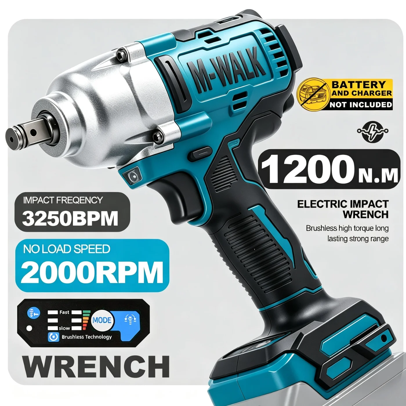 M-WALK 1200N.M Brushless Cordless Electric Impact Wrench 1/2 inch Handheld Screwdriver Wrench Tool For Makita 18V Battery Pins