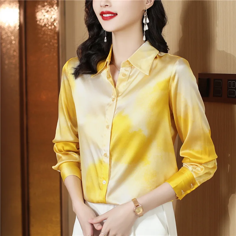 

Silk Shirt Women Spring New High-End Fashionable Long Sleeve Versatile