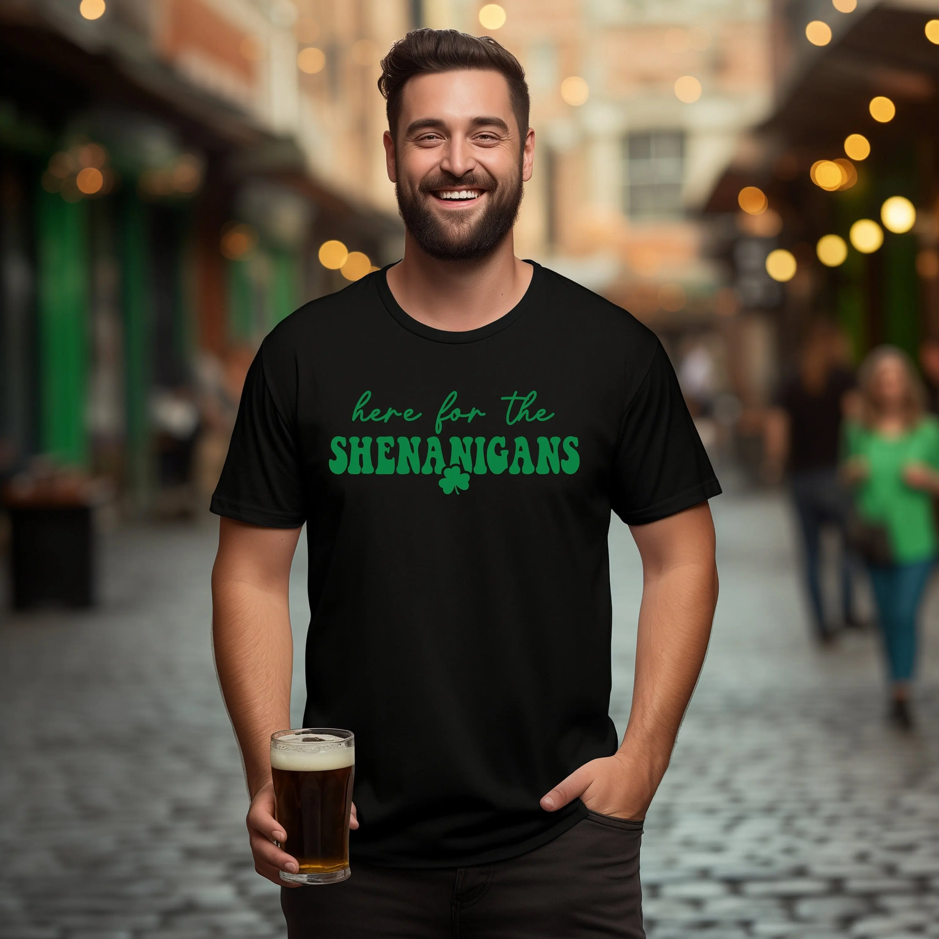 Shenanigans T Shirt St Patricks Day Shamrock Funny Irish Pattys Lucky Here For The