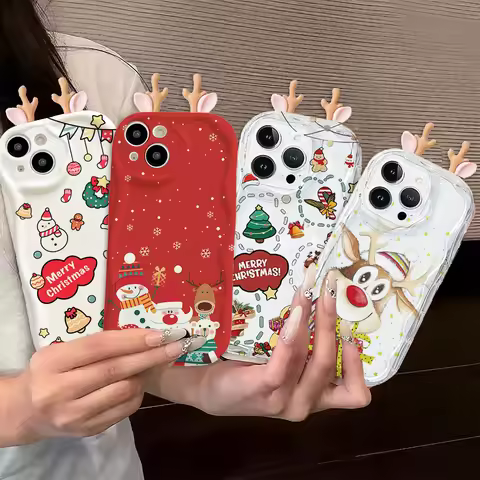 3D Ears Santa Claus Christmas Deer Phone Case For INFINIX Note 50 40 Pro Plus HOT 50 40i 30i 40 30 Play CAMON 40 Pro cover Soft