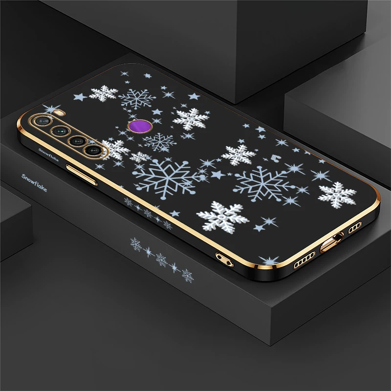 Redmi Note 7S 9S 10S 10T 5G Case Plating Silicone Cover For Xiaomi Redmi Note 10 Pro Max 8 7 Pro 9 Pro Max Snowflakes Cases