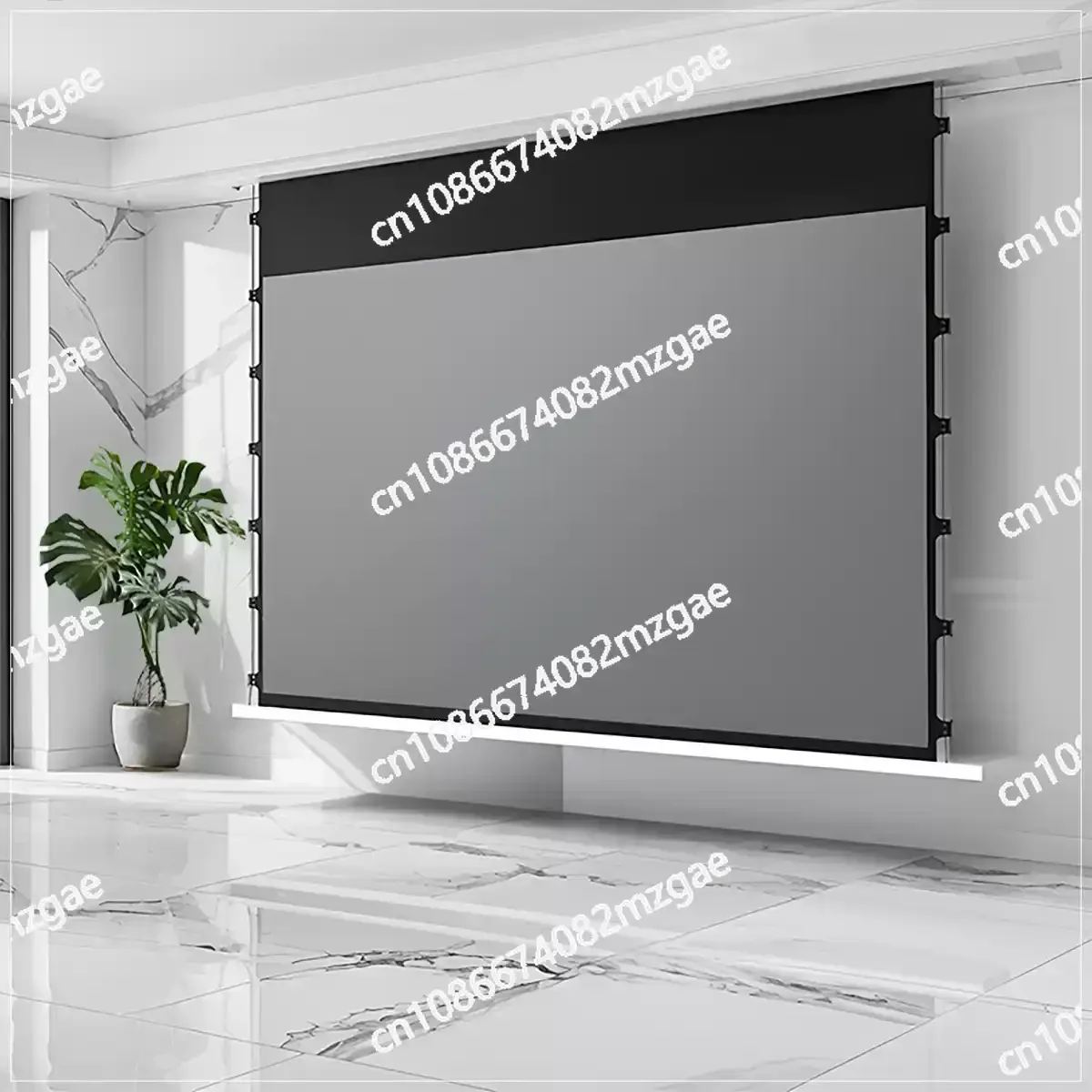 (Medium and long focal length) Stretching intelligent electricceiling embeddedprojection screen 16:9 light-proof high definition