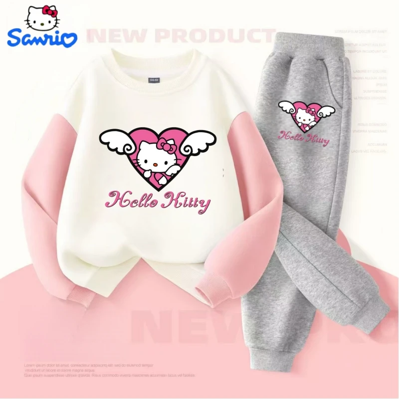 

Sanrio Autumn Baby Girls Clothes Set Kid Hello Kitty Printed Sweatshirts Pullover Top & Pants 2pcs Children Patchwork Tracksuit