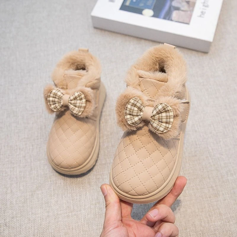 

Kids Winter Thickened Cotton Boots Soft Sole Princess Snow Boots Fashion and Comfortable Ankle Shoes for Girls