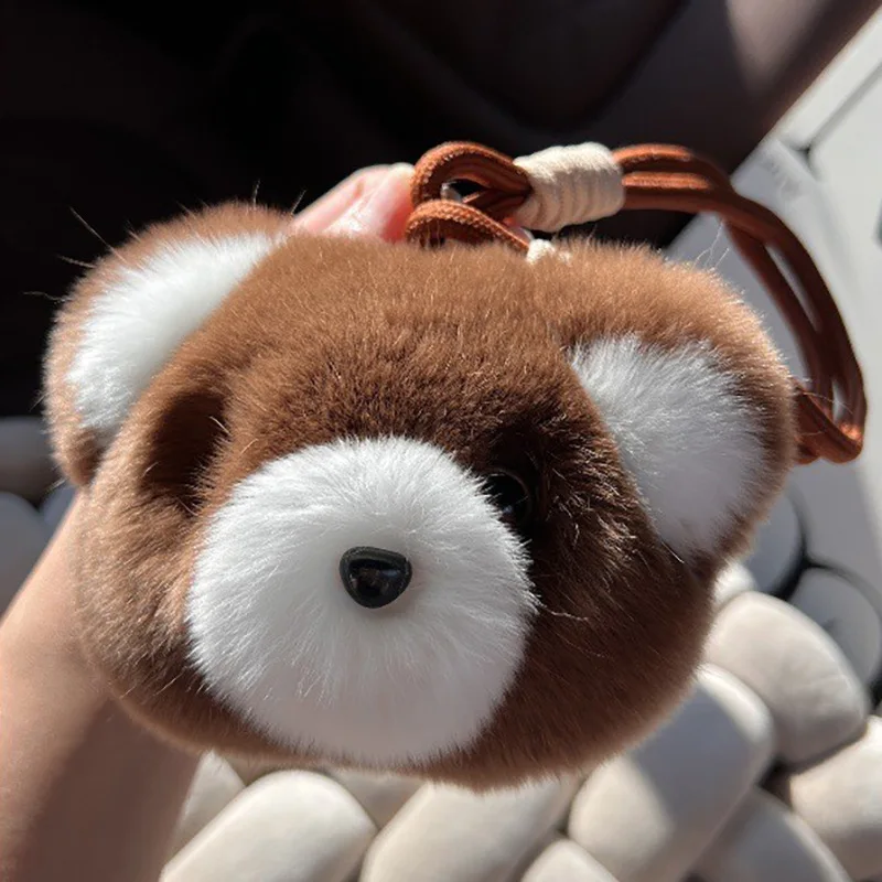 Cute Real Otter Rabbit Fur Teddy Bear Car Keychain Pendant, Popular Plush doll Backpack Charm