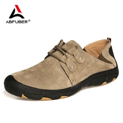 Zapatillas de deporte cómodas para hombre, zapatos informales de cuero de gamuza resistentes al desgaste para exteriores, zapatos de trabajo transpirables para caminar