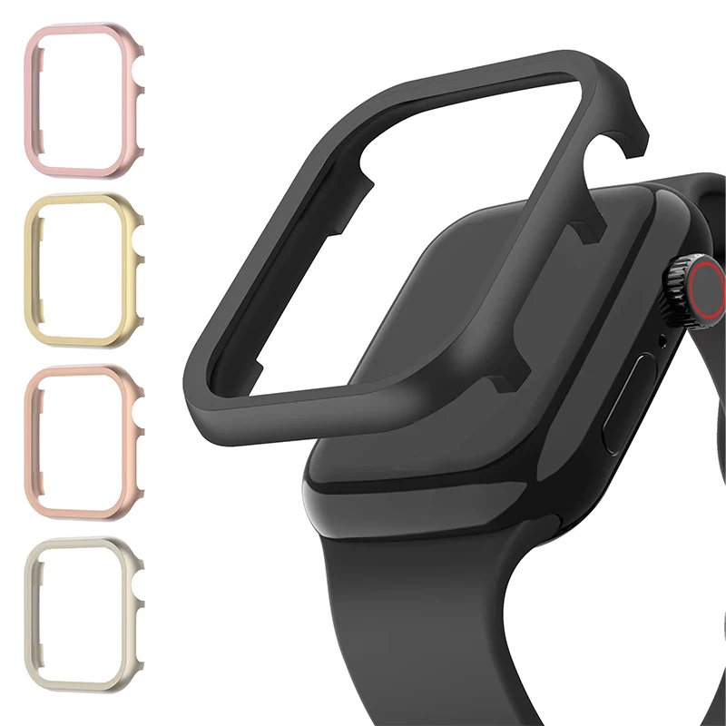 Casing logam untuk jam tangan Apple penutup 9 8 7 41mm 45mm 40mm 44mm bingkai Bumper Aloi Aluminium pelindung untuk iWatch 6 5 4 se