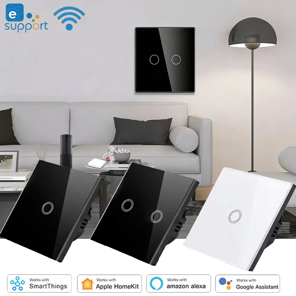 EU WiFi Smart Light Switches 1/2 Gang Wire Touch Sensor Switch Smart Home Life EWeLink App Control Support Alexa Google Home