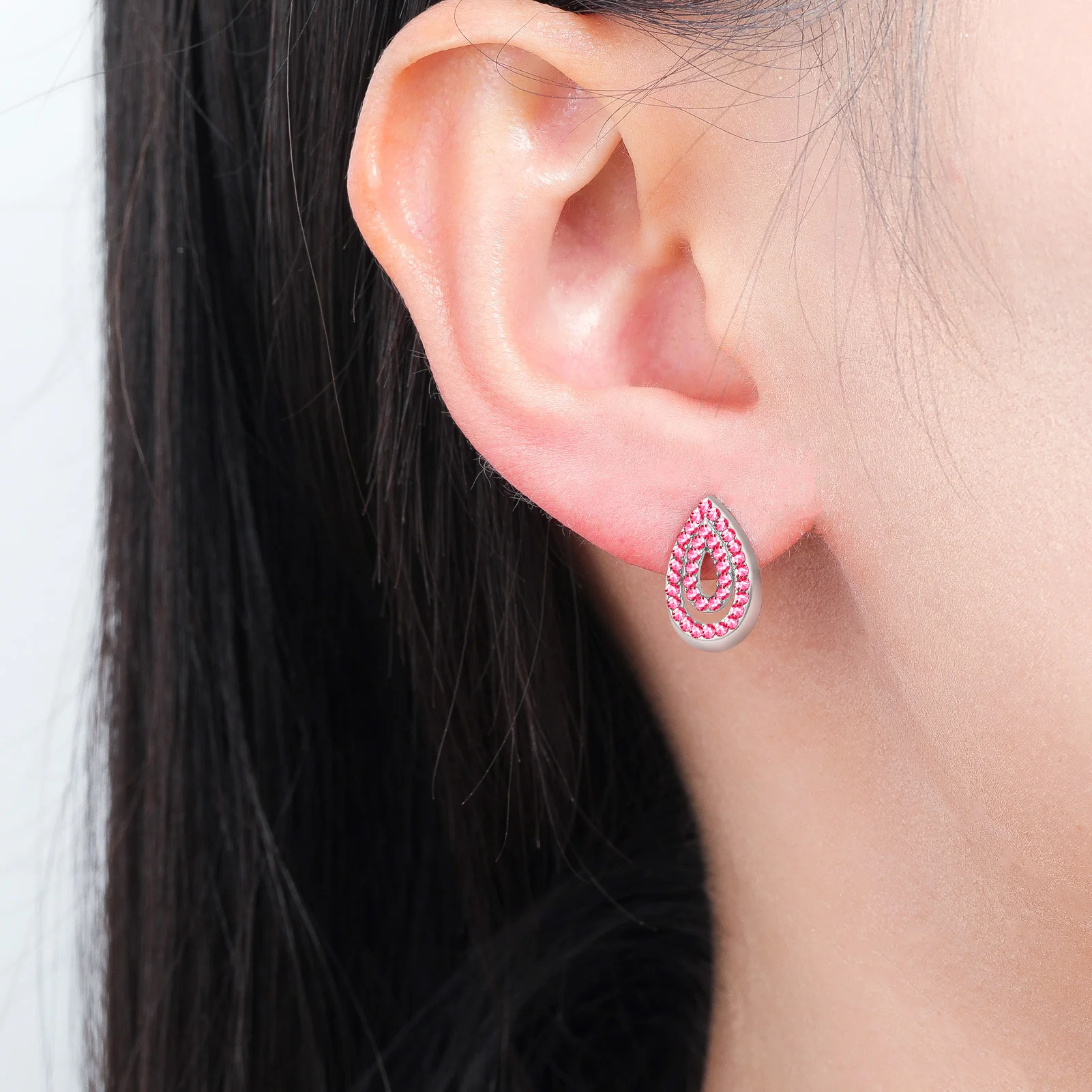 Kkjoy 3D-Strass-Ohrstecker, Kristall-Wassertropfen-Form, Ohrschmuck, Edelstahl-Ohrringe für Damen, Partygeschenk, Großhandel – Detail 3
