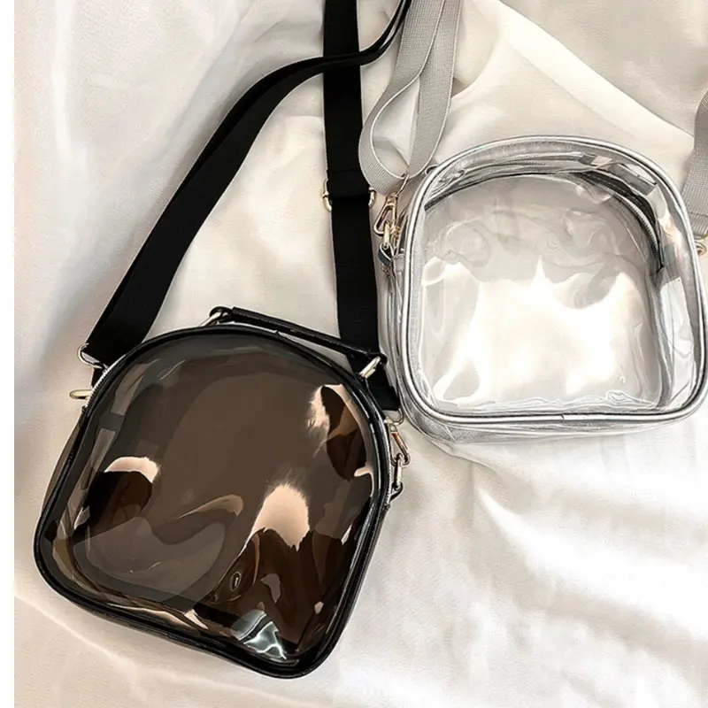New Women's Bag Laser PVC Transparent Bag Jelly Shoulder Crossbody Bag Women's Bag Casual Waterproof Night Light Party Bag