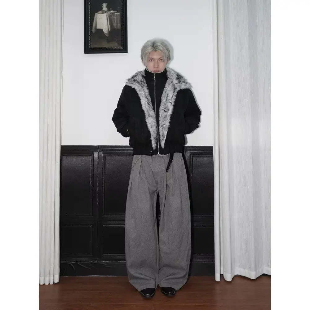 

Мужская утепленная хлопковая куртка с воротником-стойкой и меховым воротником, большие размеры, для осени и зимы, повседневная молодежная мода