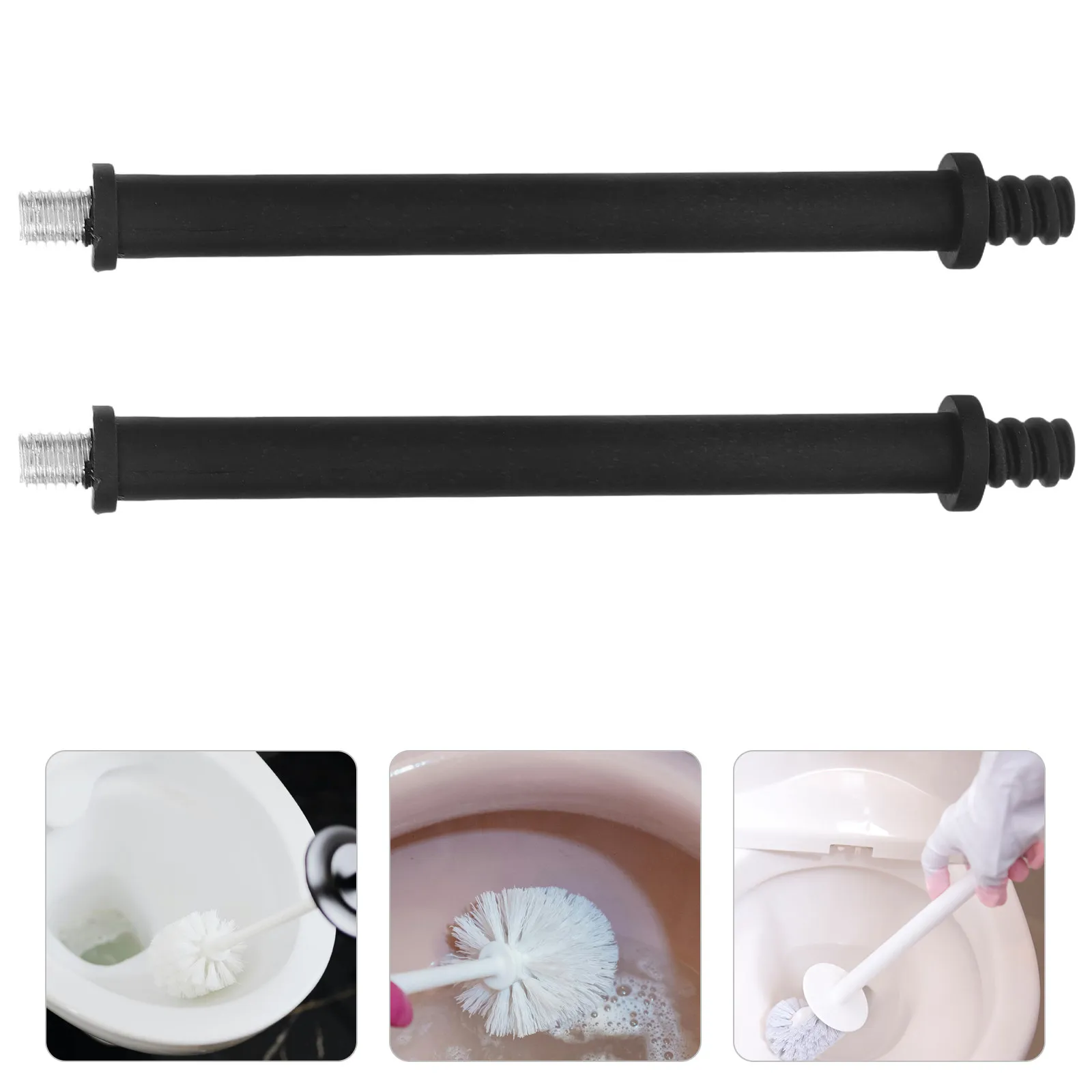 2Pcs Toilet Brush Handle Replacement Versatile Bathroom Tool Strong Non Deformable Iron Plastic Handle for Toilet Brush