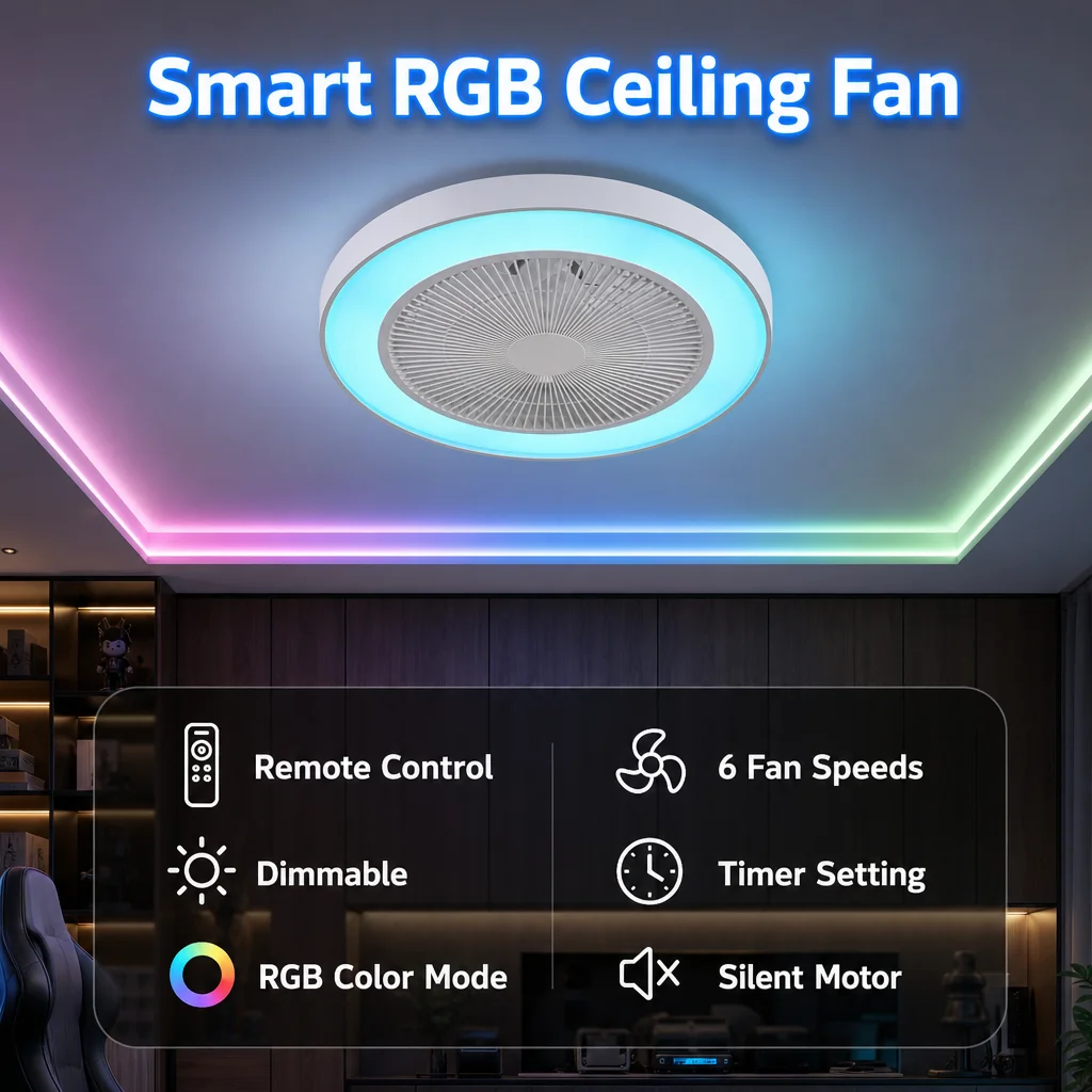 Yatak Odası için RGB LED Kısıl - Smart Ceiling Fan incelemesi ve fiyatı