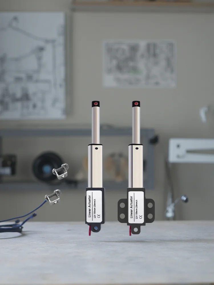 Mini Elektryczny Cylinder Popychający Mikro Siłownik Liniowy DC 12V/24V 20-150N Silnik Wyrzutowy Automatyka Zdalna 10MM-150MM — 2