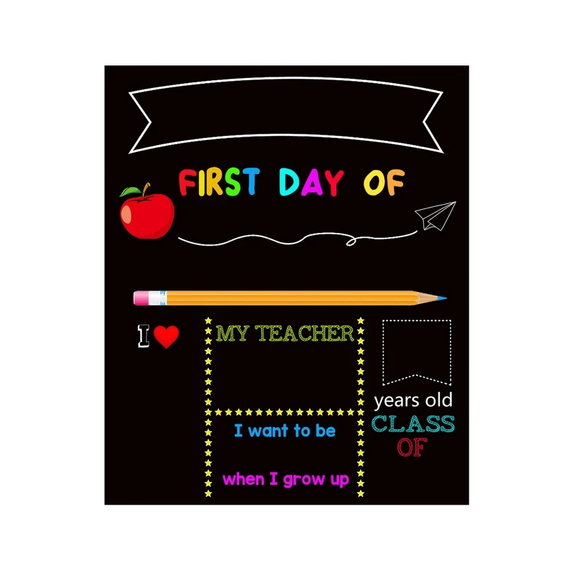 

First & Last Days of School Board for Kids Boys Girls 10x12 Wooden Chalkboard Sign Preschool Kindergarten Photo Props