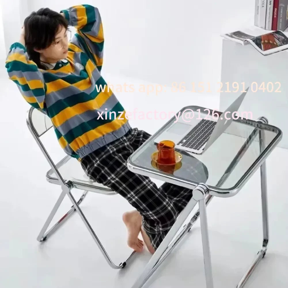 Customizable Furniture Simple Table Acrylic Table Chair Foldable Office Study Desk Household Portable