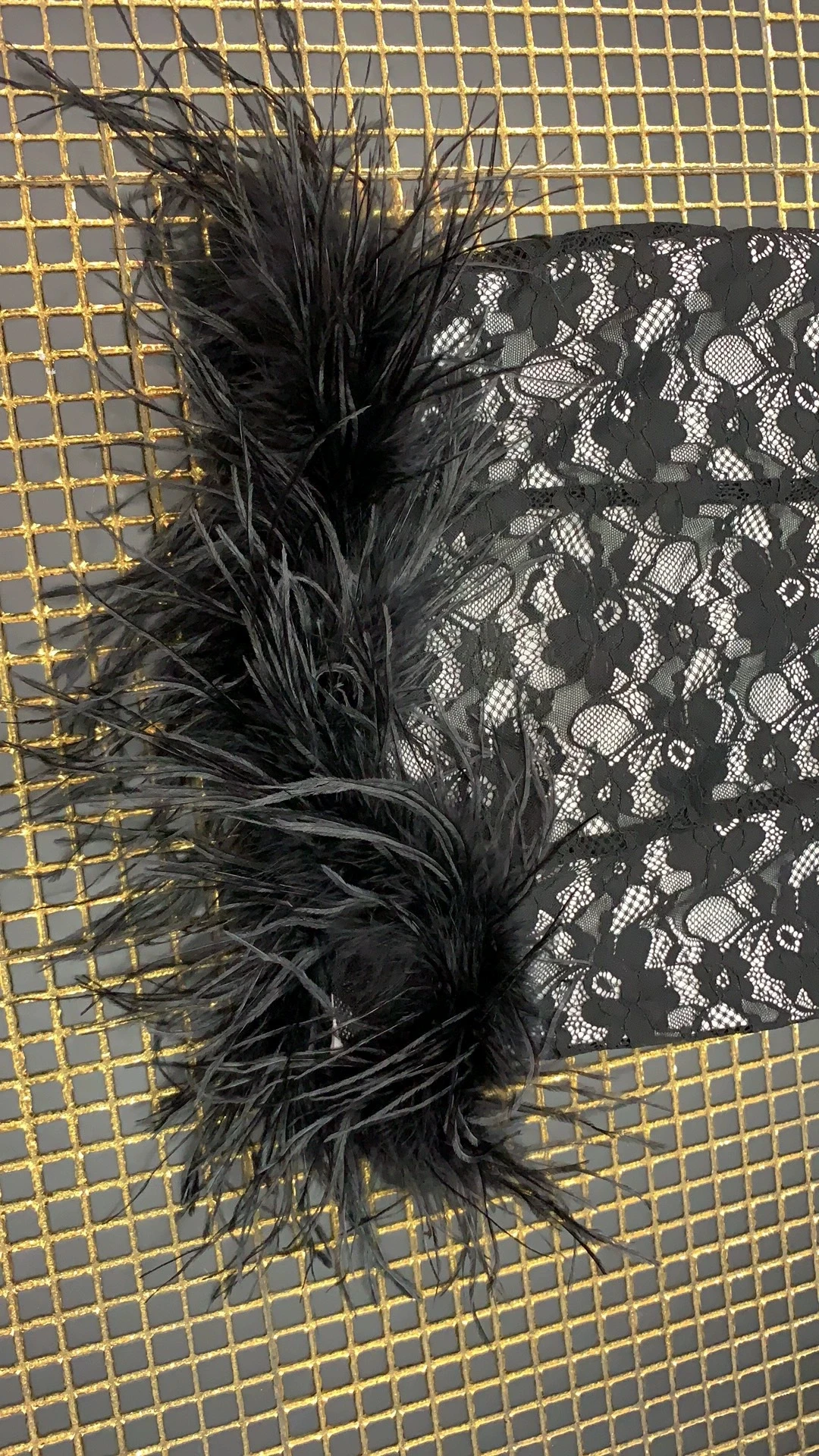 Neuer, heißer Online-Promi-Damen-Spitzen-Hosenträger-Kurzrock mit Federsaum, sexy Nachtclub-Cocktailkleid – GZXX1231