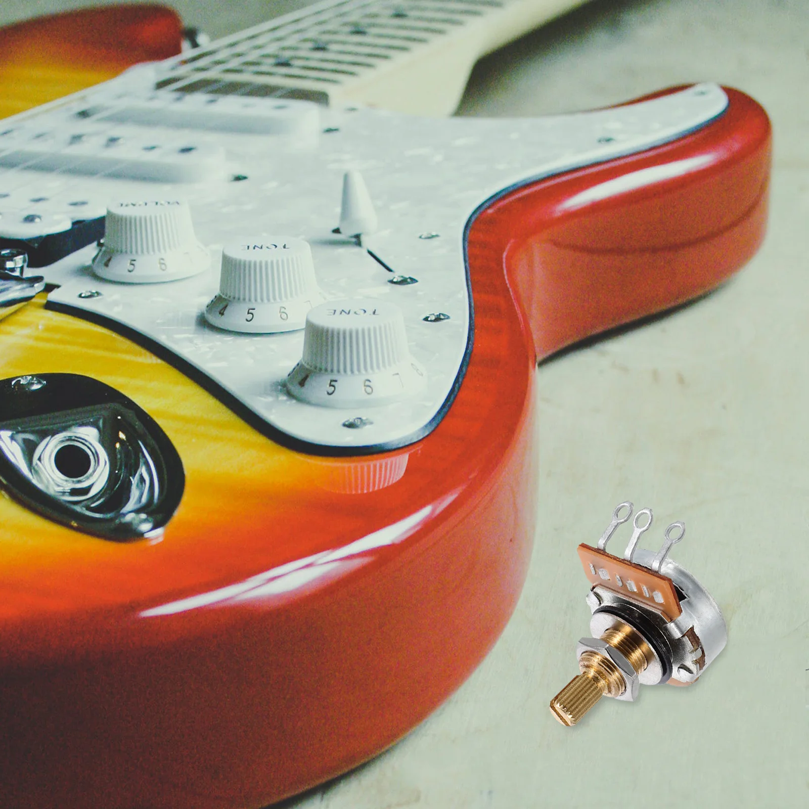 

4Pcs Potentiometer Knob Copper Shaft Split 500K Linear Taper for Electric Guitar Volume Tone Control Bass Audio Systems