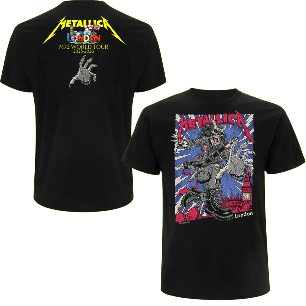 Metallica M72 World Tour London Authentic 2026 T-Shirt 100%Cotton Men's Women's Y2k Popular Oversized Tshirt Casual O-Neck Tee