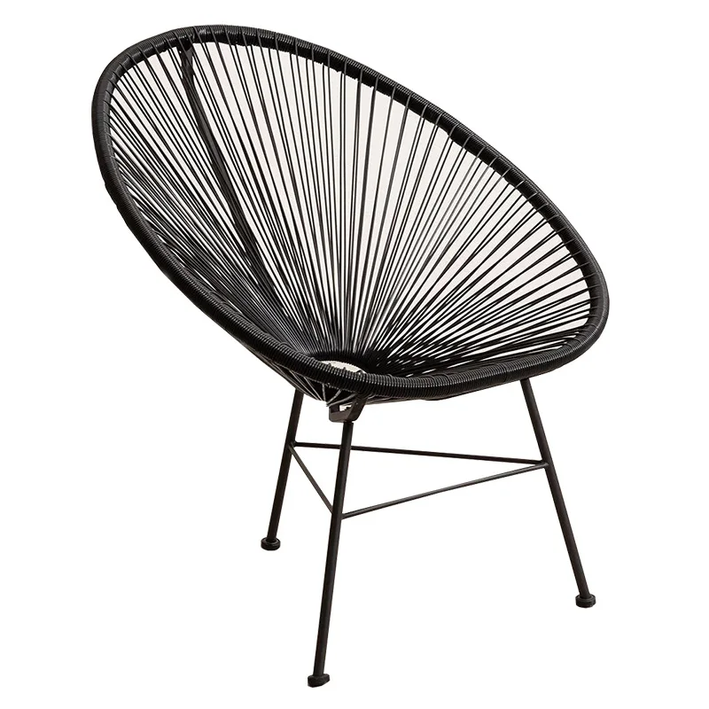 

Outdoor rattan chair balcony waterproof homestay home wrought iron rattan leisure chair solid wood table courtyard simple handma