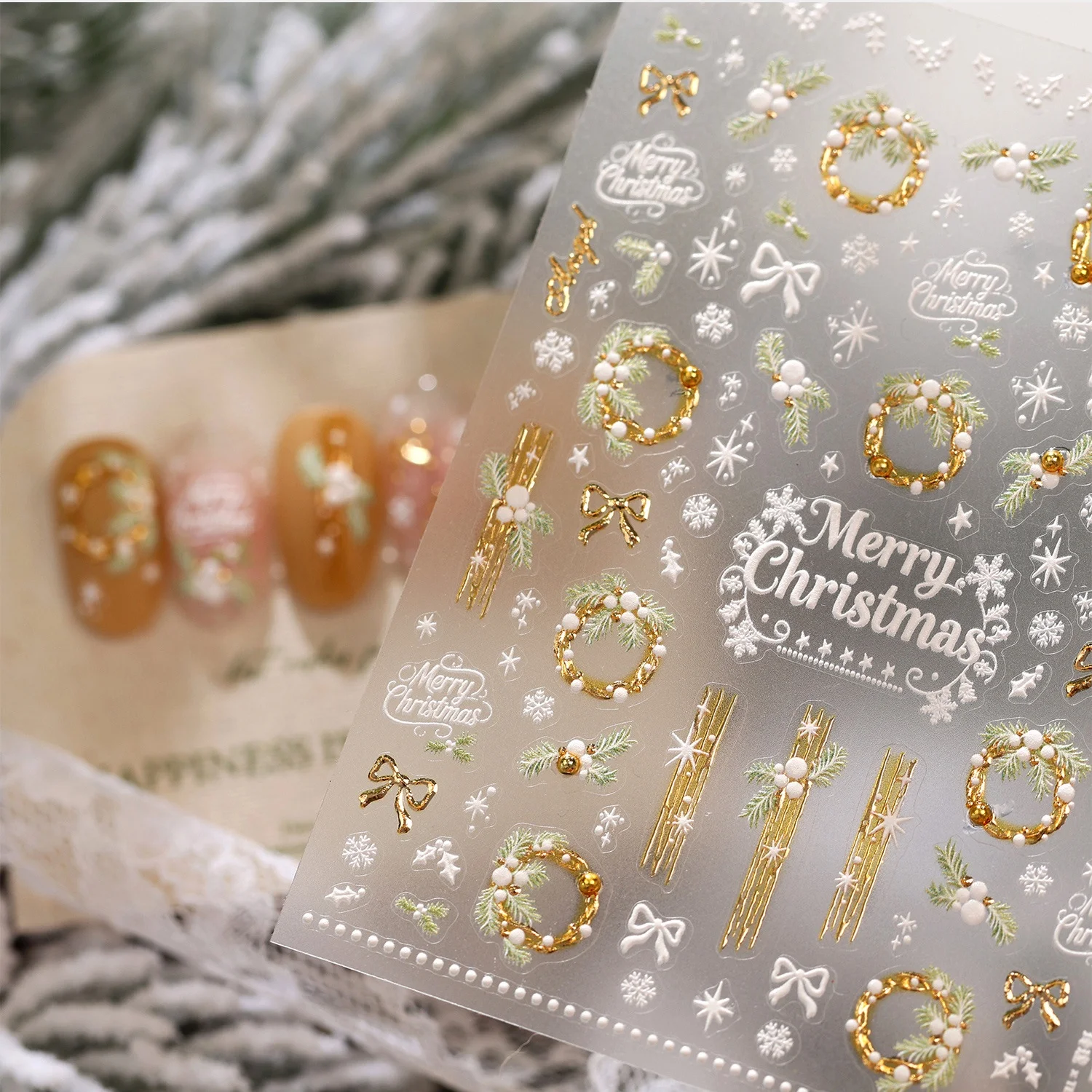 Stiker Seni Kuku 5D Natal Musi - Nail Art Xmas ulasan dan harga