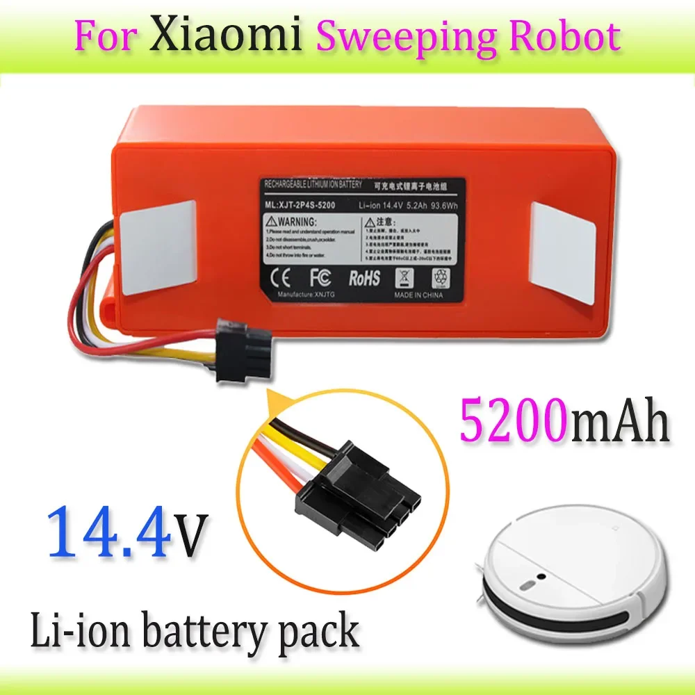 

14.4V 5200mAh Rechargeable Battery BRR-2P4S-5200D Suitable For XIAOMI 1ST Robolock SDJQR01RR Sweeping Robot Vacuum Cleaner