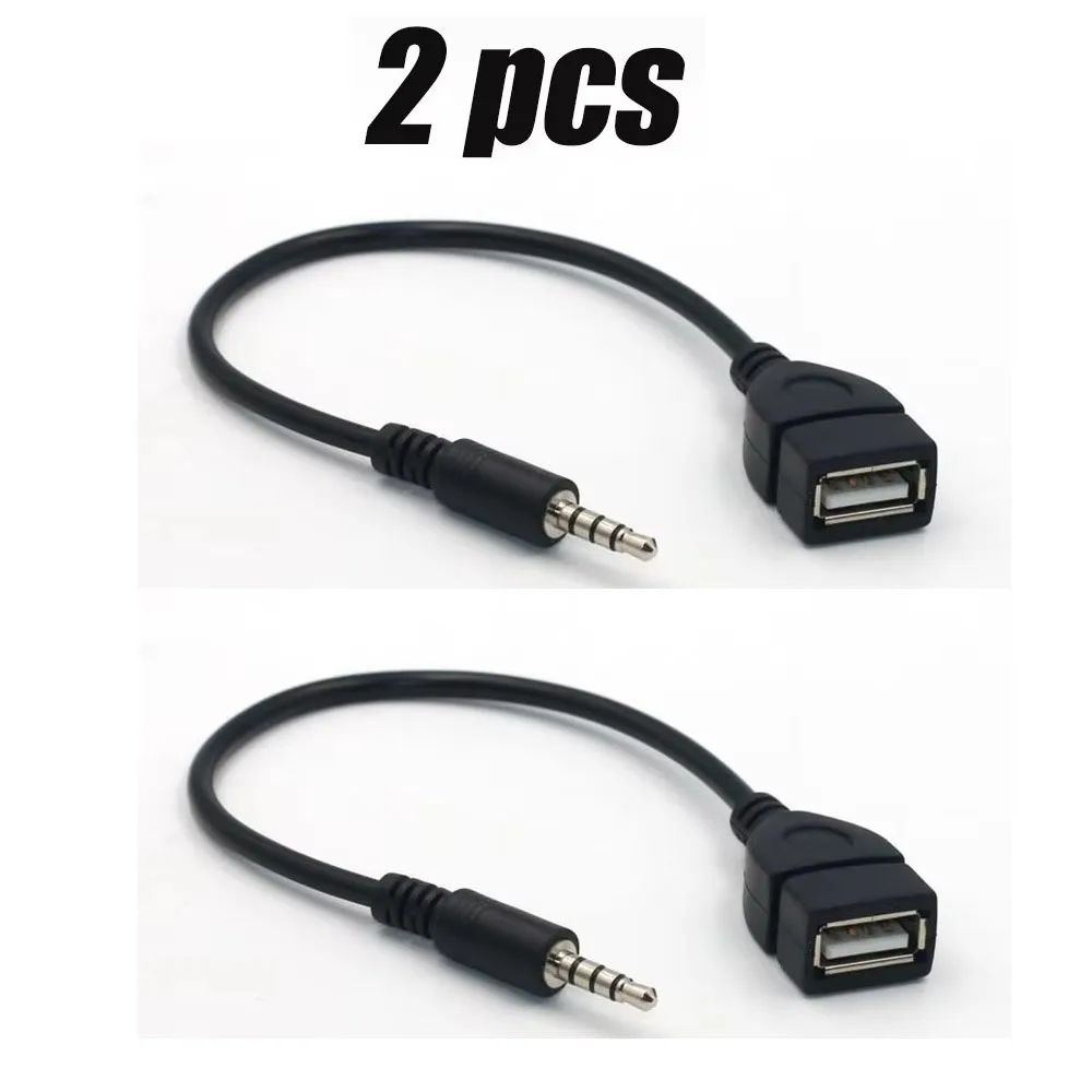 1/2/4/6/8/10Pcs Schwarz Auto Audio Kabel Zu USB Audio Kabel Auto Elektronik für Spielen Musik Auto Audio Kabel USB Kopfhörer Konverter