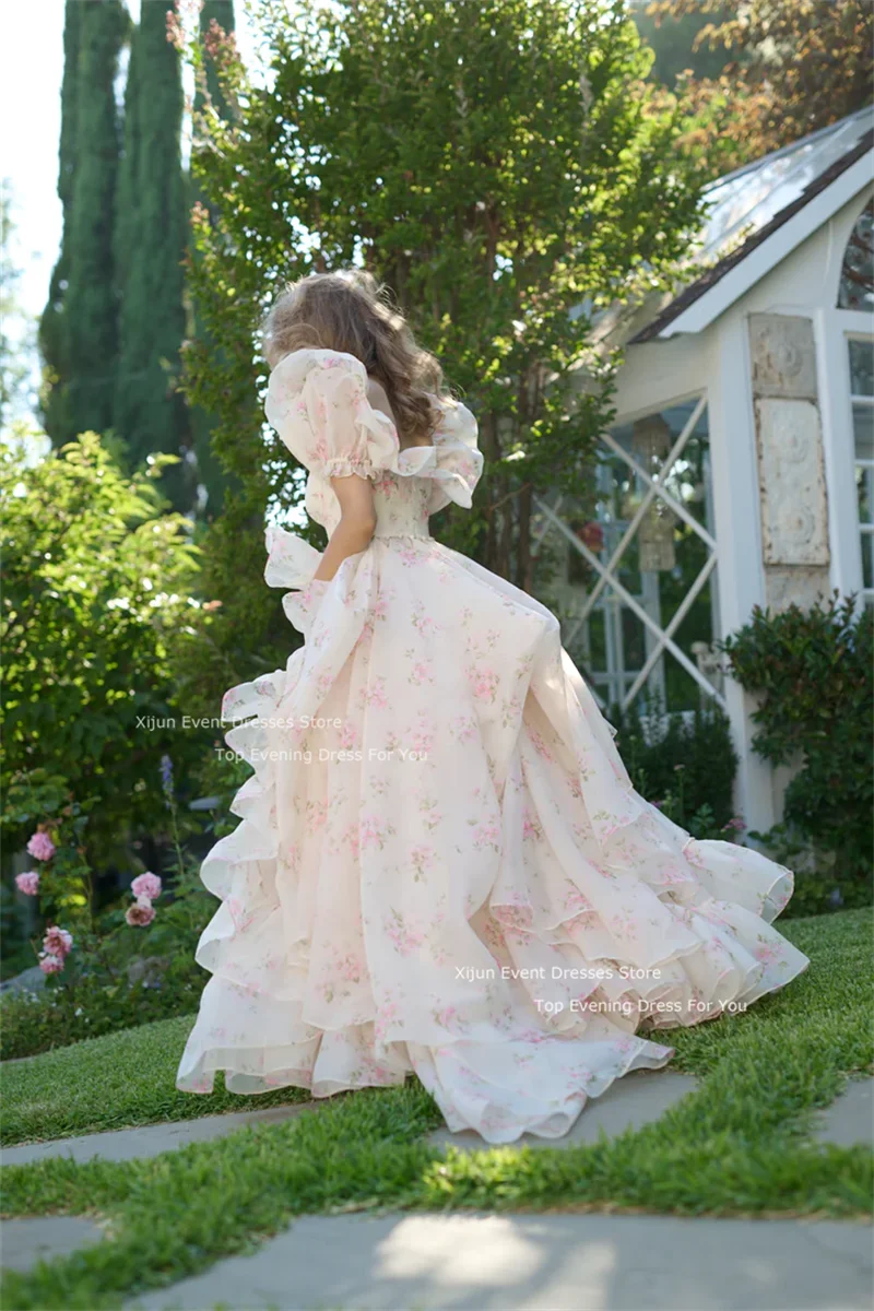 Vestidos longos princesa, Mangas Puff, Ruffles vestido de baile, Festa de aniversário formal, Selkie