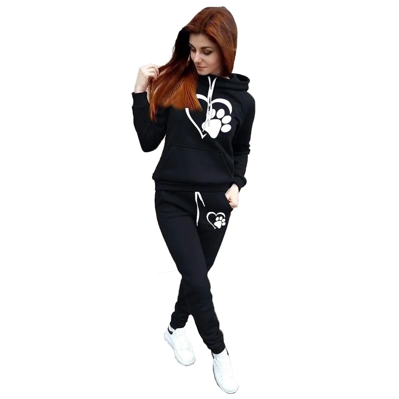 Tracksuits Women Casual Solid Warm Suits Hoodies Sweatpants Autumn Winter Pullover Sweatshirts Pants Sports Suit Two Piece Sets