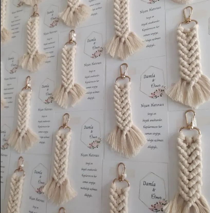 HandMade name Custom Card Macrame Keychain 50 PCs Wedding Party Each Kind Of Organization And At the Event With You