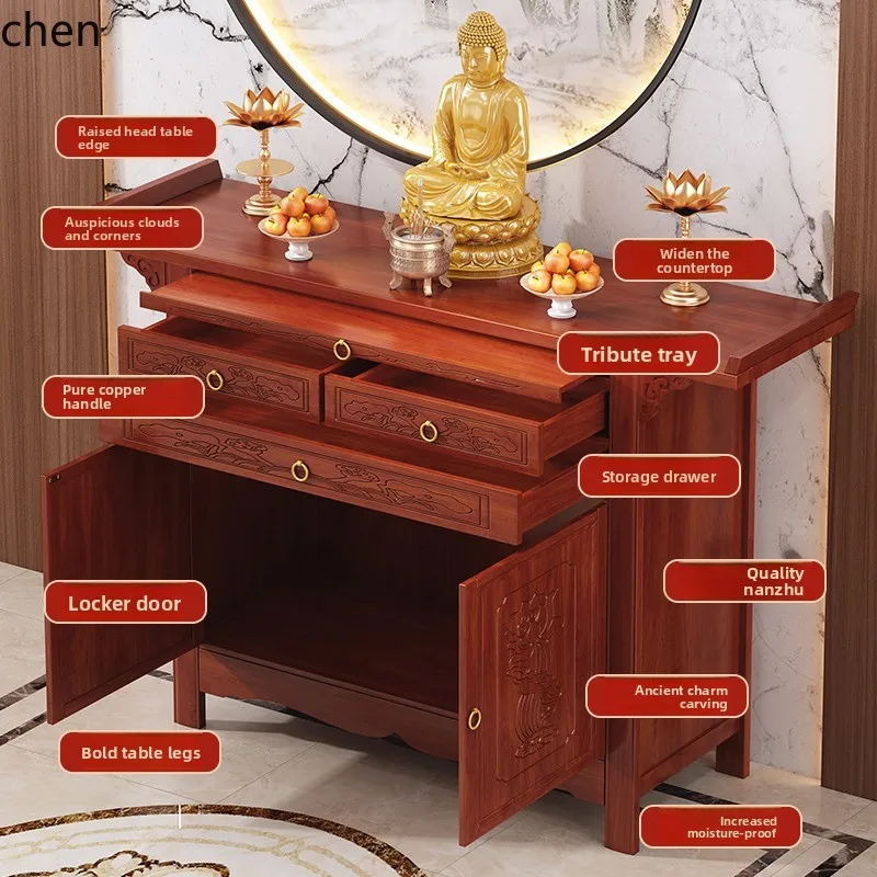QZT Altar budista uso doméstico mesa de oferta gabinete de pie oferta asiento de Buda santuario caja de incienso estante de oferta