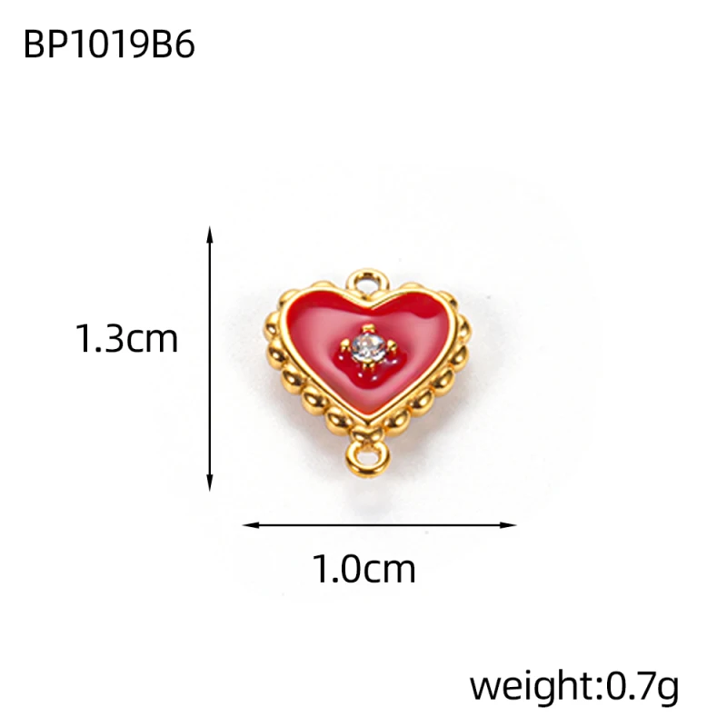 لطيف ملون مزدوج الجانب النفط بالتنقيط الزركون قلادة الفولاذ المقاوم للصدأ القلب الذهب اللون ثقب مزدوج استرخى Findings بها بنفسك النتائج مجوهرات