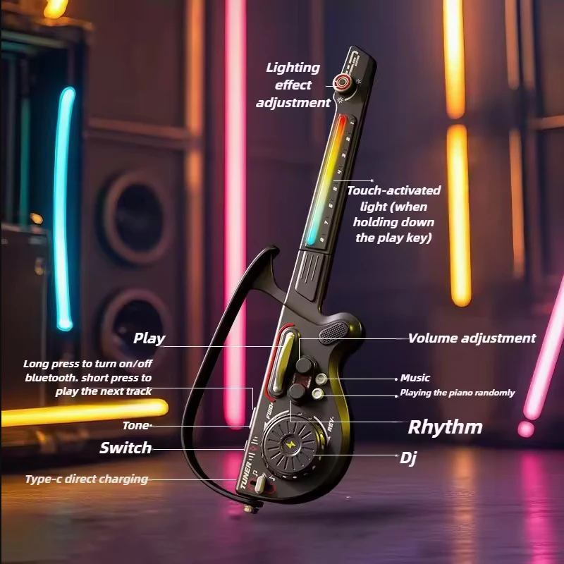 Stringless Electric Guitar Bluetooth Guitars Musical Instrument Kid Birthday Gifts  LED Lights Bass guitar Music Teaching Tools